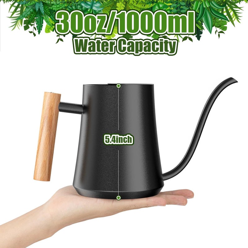 Green Moon Water Can Indoor Plant Black 35oz with Long Spout Mini Water Can Indoor Metal Watering Can Pot for Indoor House Plant Bonsai Outdoor Garden Flowers Modern Decorative - Image 3